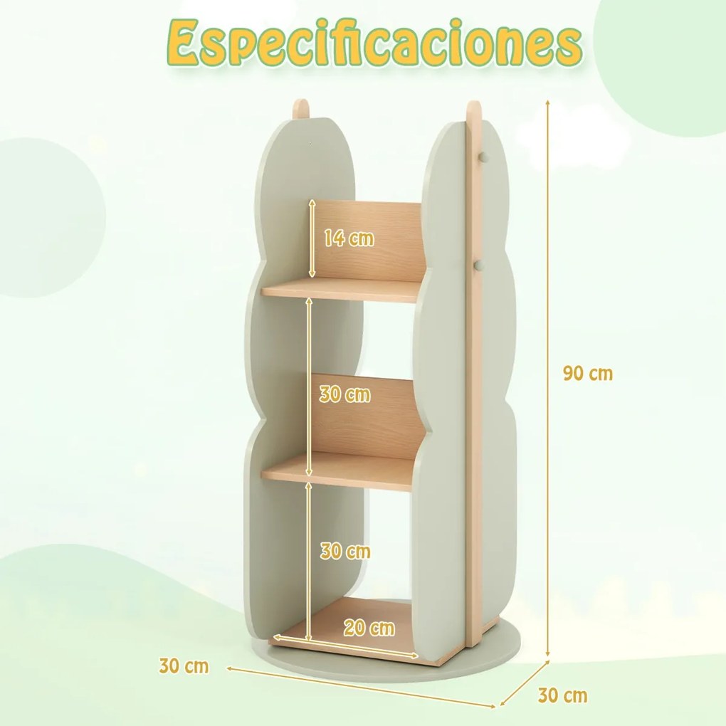 Estante giratória 360° para brinquedos com 5 prateleiras Verde