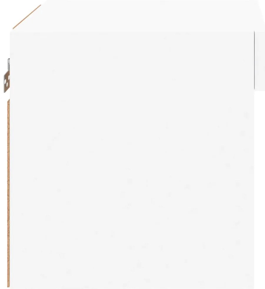 Mesas de cabeceira de parede com luzes LED 2 pcs branco