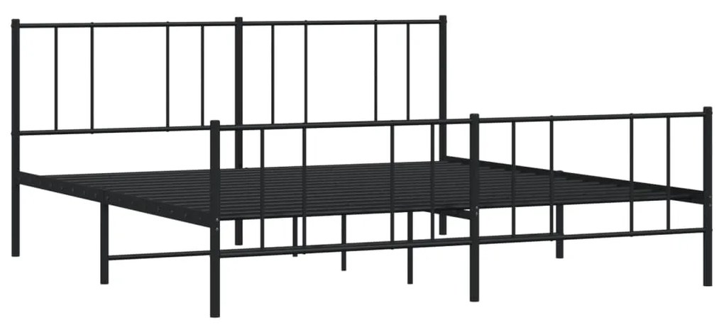 Estrutura de cama com cabeceira e pés 200x200 cm metal preto