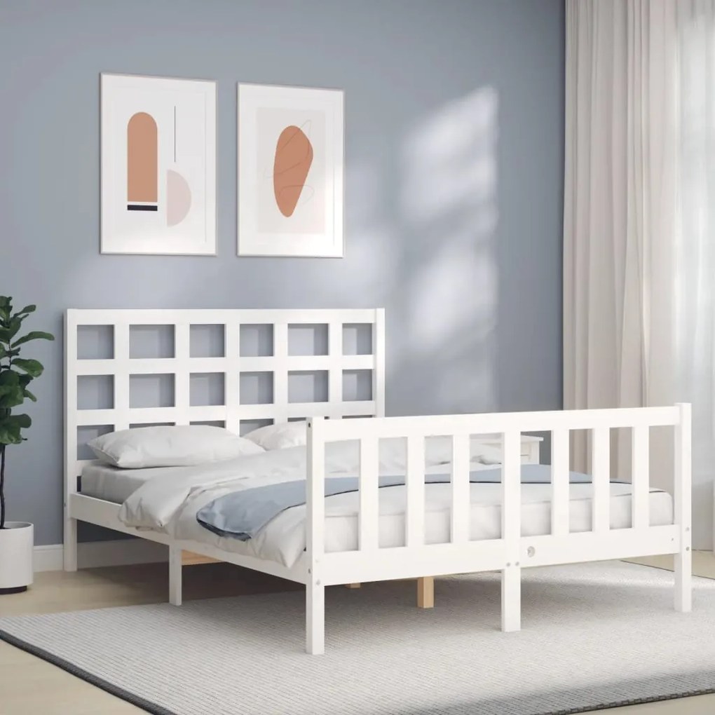 Cama sem colchão 120x200 cm madeira de pinho maciça branco