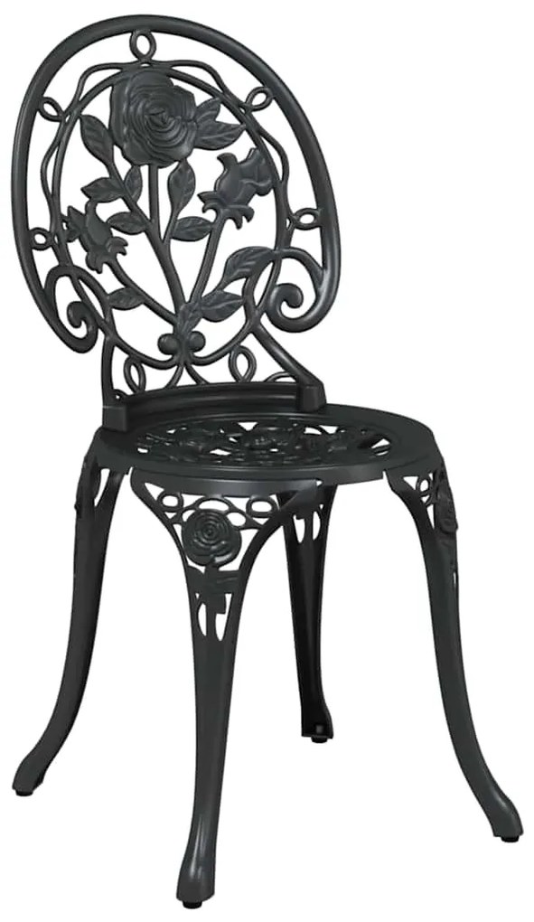 Conjunto de Bistro de Jardim com 3 Peças em Alumínio Fundido Preto