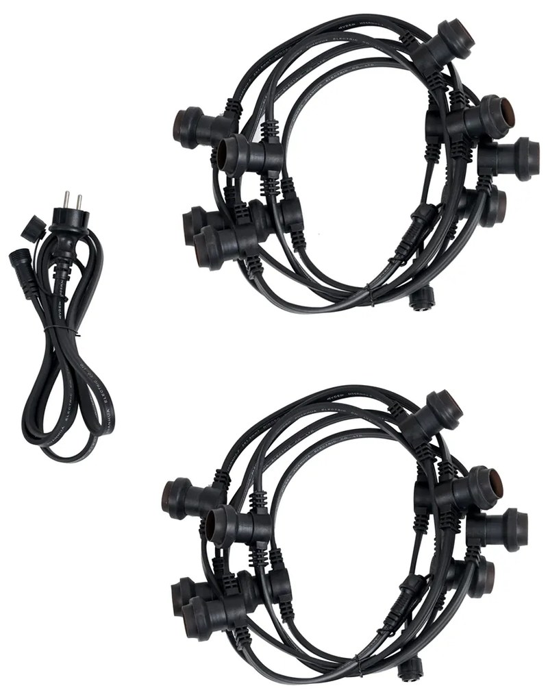 Iluminação de festão preta conectável com ficha 10m Incl. E27 P45 20-Luzes IP44 - Lubber