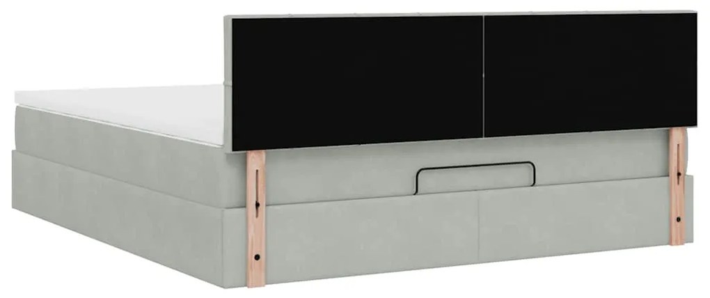 Estrutura de cama otomana com colchão 160x200 cm cinzento claro