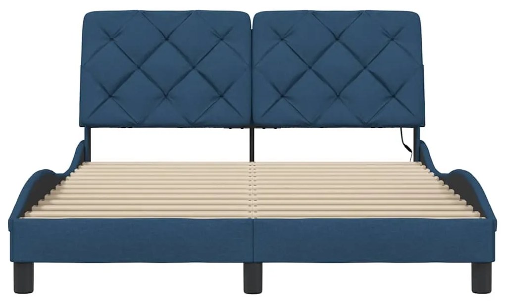 Estrutura de cama com LED sem colchão 120x200 cm tecido azul