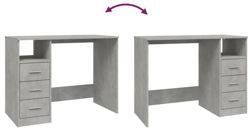 Secretária c/ gavetas 102x50x76 derivados madeira cinza cimento