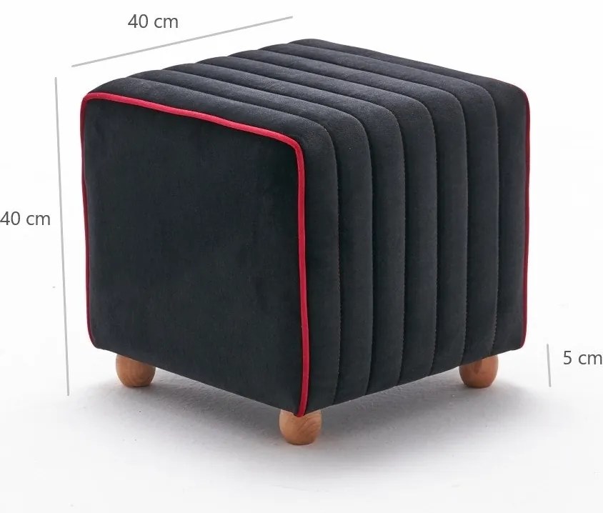 Pouffe Mona – Anthracite &amp; Rosa – 40x40x40 cm