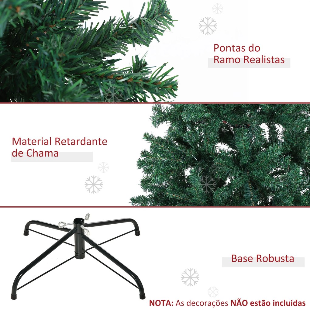 Árvore de Natal Artificial 180cm com 1000 Ramos de PVC Suporte Metálic