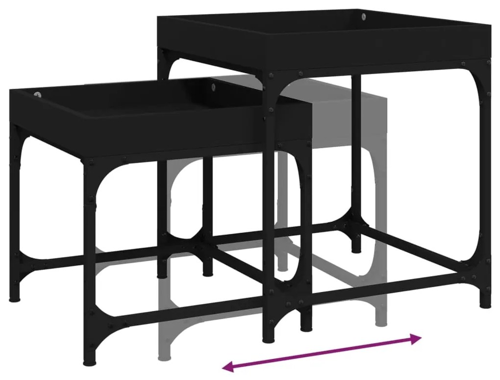 Mesas de apoio 2 pcs derivados de madeira preto