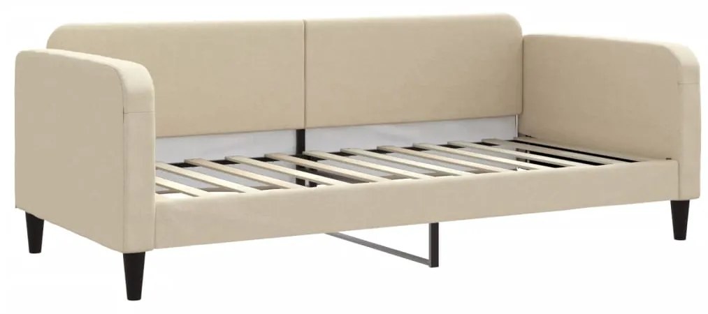 Sofá-cama com colchão 90x200 cm tecido cor creme