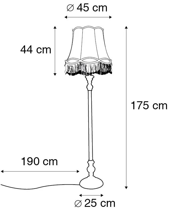 Candeeiro de pé retro cinzento com cúpula verde Granny - Classico Retro