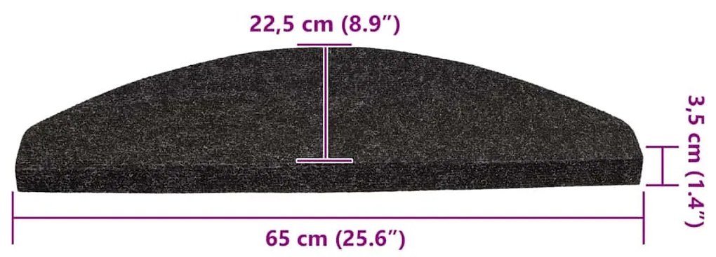 Tapetes de escada adesivos 30 pcs 65x22,5x3,5 cm antracite