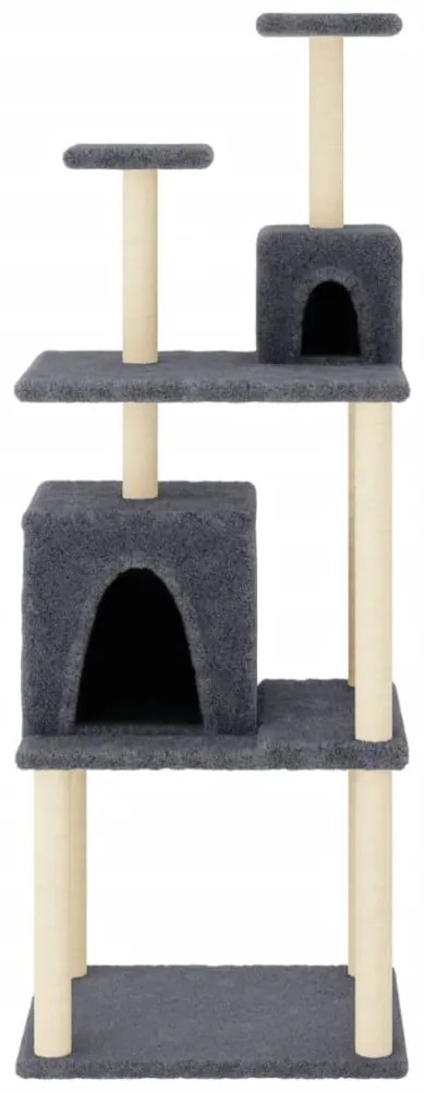 Árvore p/ gatos c/ postes arranhadores sisal 167cm cinza-escuro