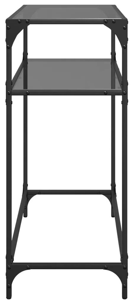 Mesa de centro com tampo em vidro preto 80x35x81 cm aço