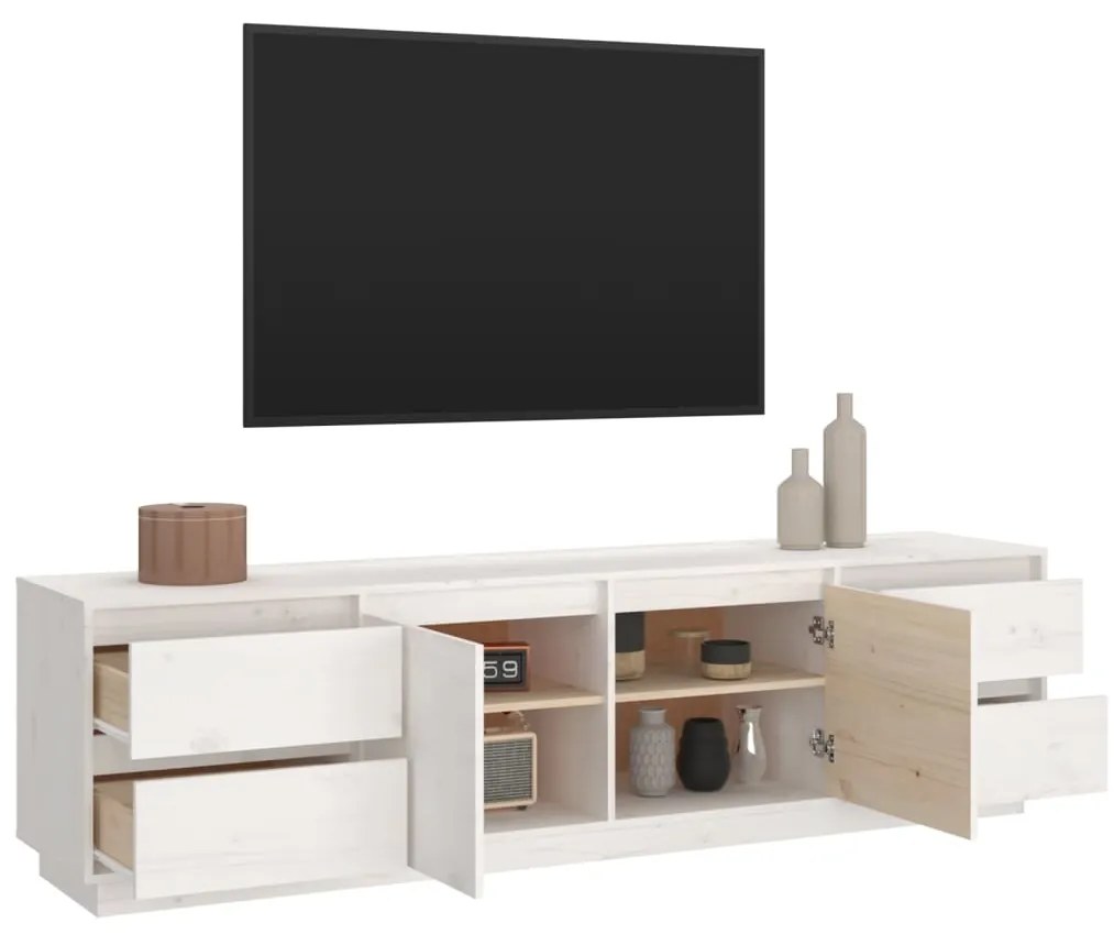 Móvel de TV 176x37x47,5 cm madeira de pinho maciça branco