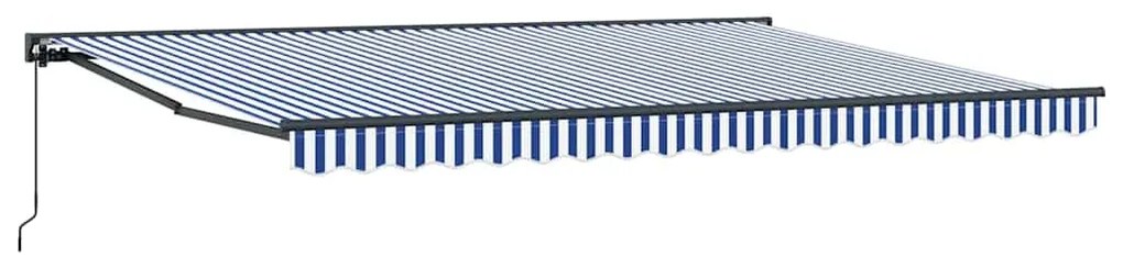 Toldo Retrátil Manual Azul e Branco 450x300 cm