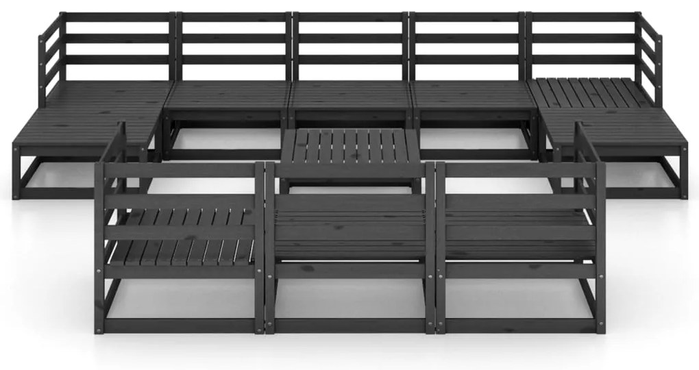 11 pcs conjunto lounge de jardim pinho maciço