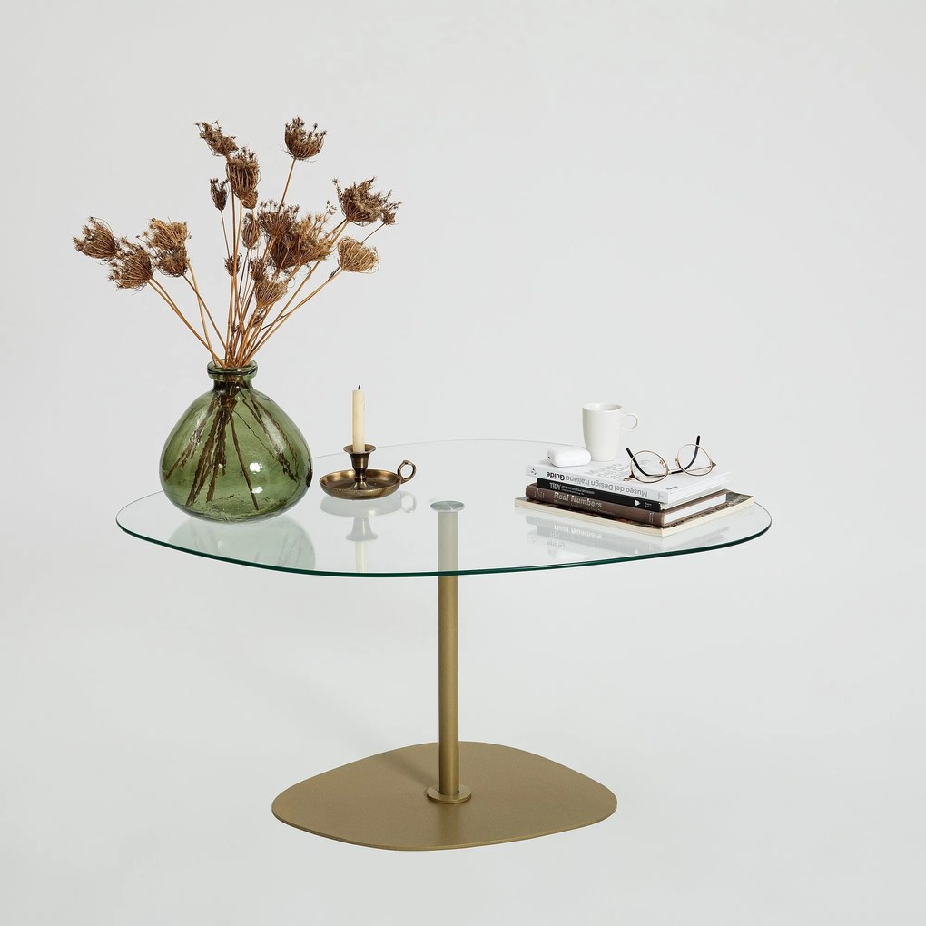Mesa de Café Soho - Transparente e Dourada - 85 cm x 40 cm x 67 cm