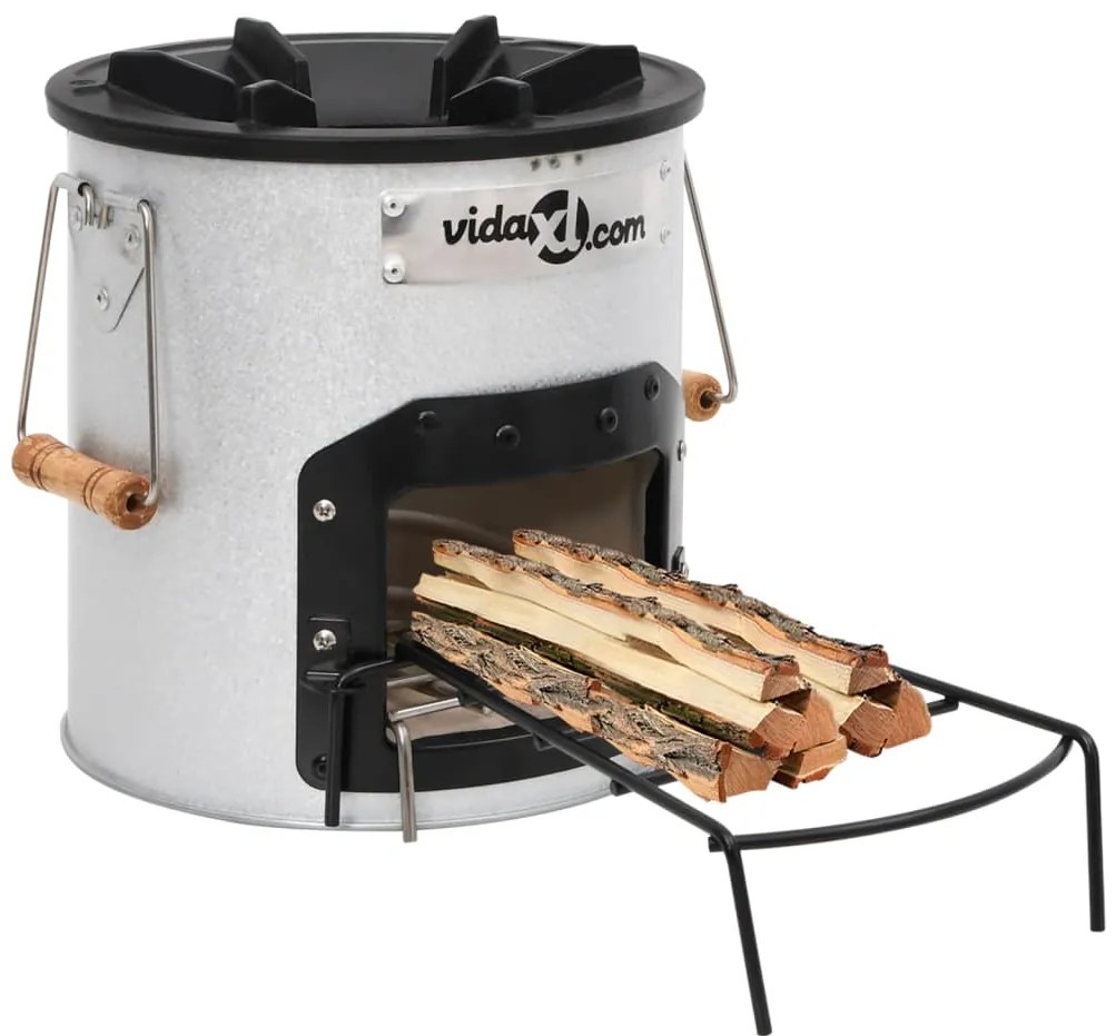 319438 vidaXL Fogão a lenha de campismo 45x25x26 cm aço prateado