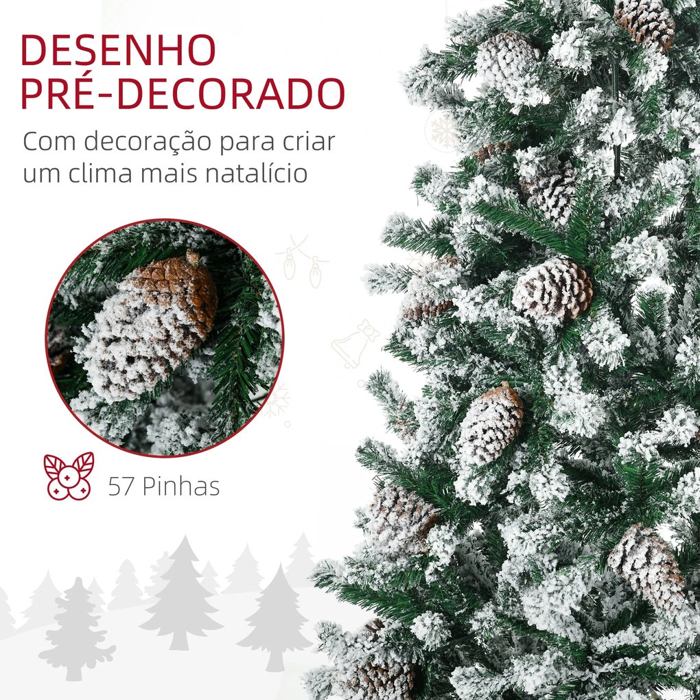 HOMCOM Árvore de Natal Artificial Altura 180 cm Árvore Nevada com 695