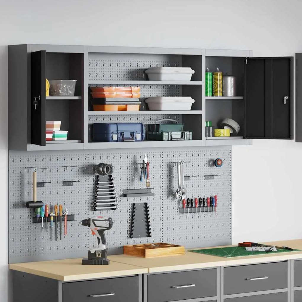 Conjunto de Armário de Ferramentas e Painel de Ferramentas de 6 Peças