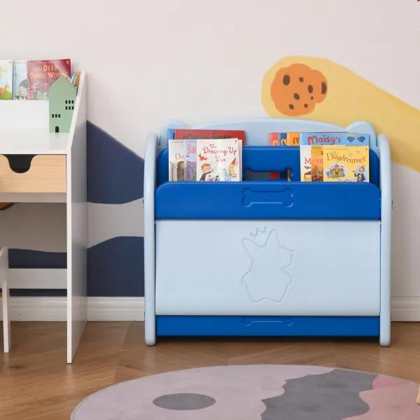 Estante Infantil de Brinquedos e Livros para Crianças com 2 Prateleiras e Caixa de Armazenamento com Tampa Dobrável para Habita
