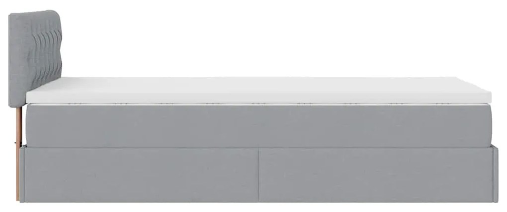 Cama otomana com colchão 100x200 cm tecido cinzento claro