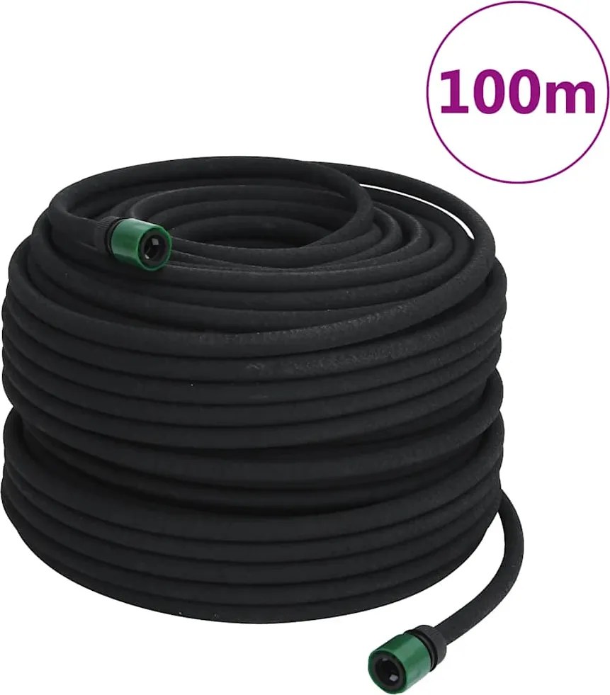vidaXL Mangueira para rega gota-a-gota de jardim 100 m borracha preto