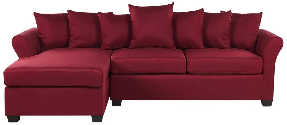 Sofá de canto à direita de 3 lugares em tecido vermelho escuro VIKNA Beliani