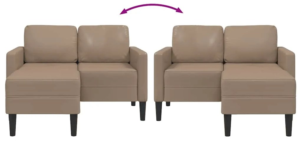 Sofá 2 lugares com Chaise em L 125 cm couro artificial