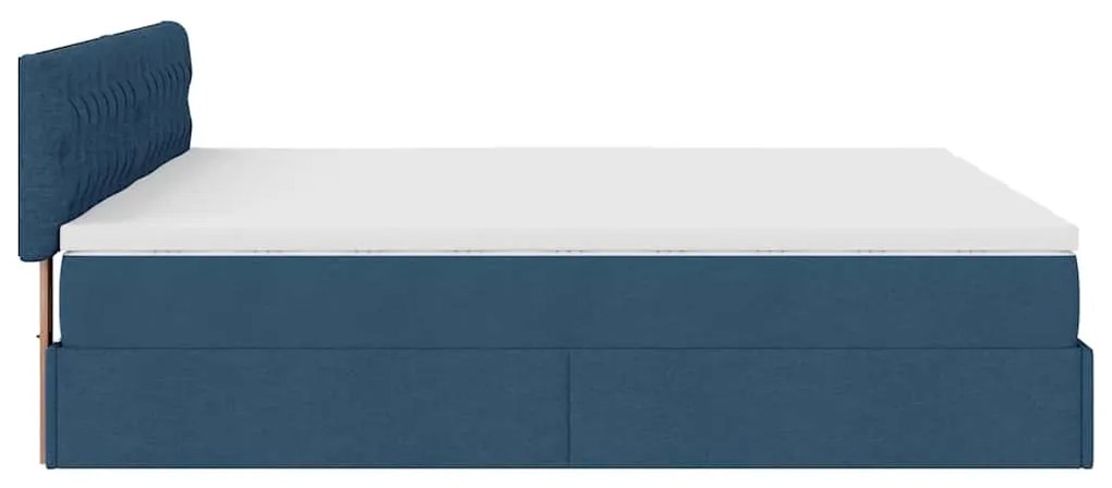 Estrutura de cama otomana com colchões 180x200cm tecido azul