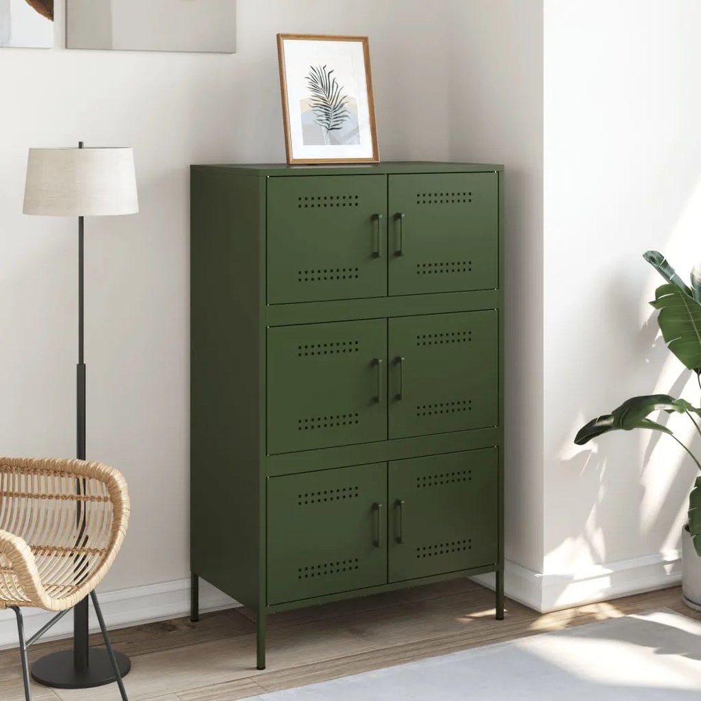 Aparador alto 68x39x113 cm aço verde azeitona