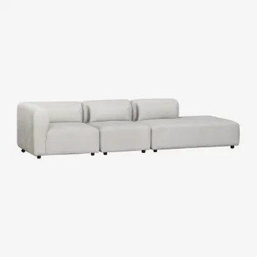 Sofá Modular De Canto Em 3 Peças Com Chaise Longue Direita Fogler Tecido Cinza Claro - Sklum