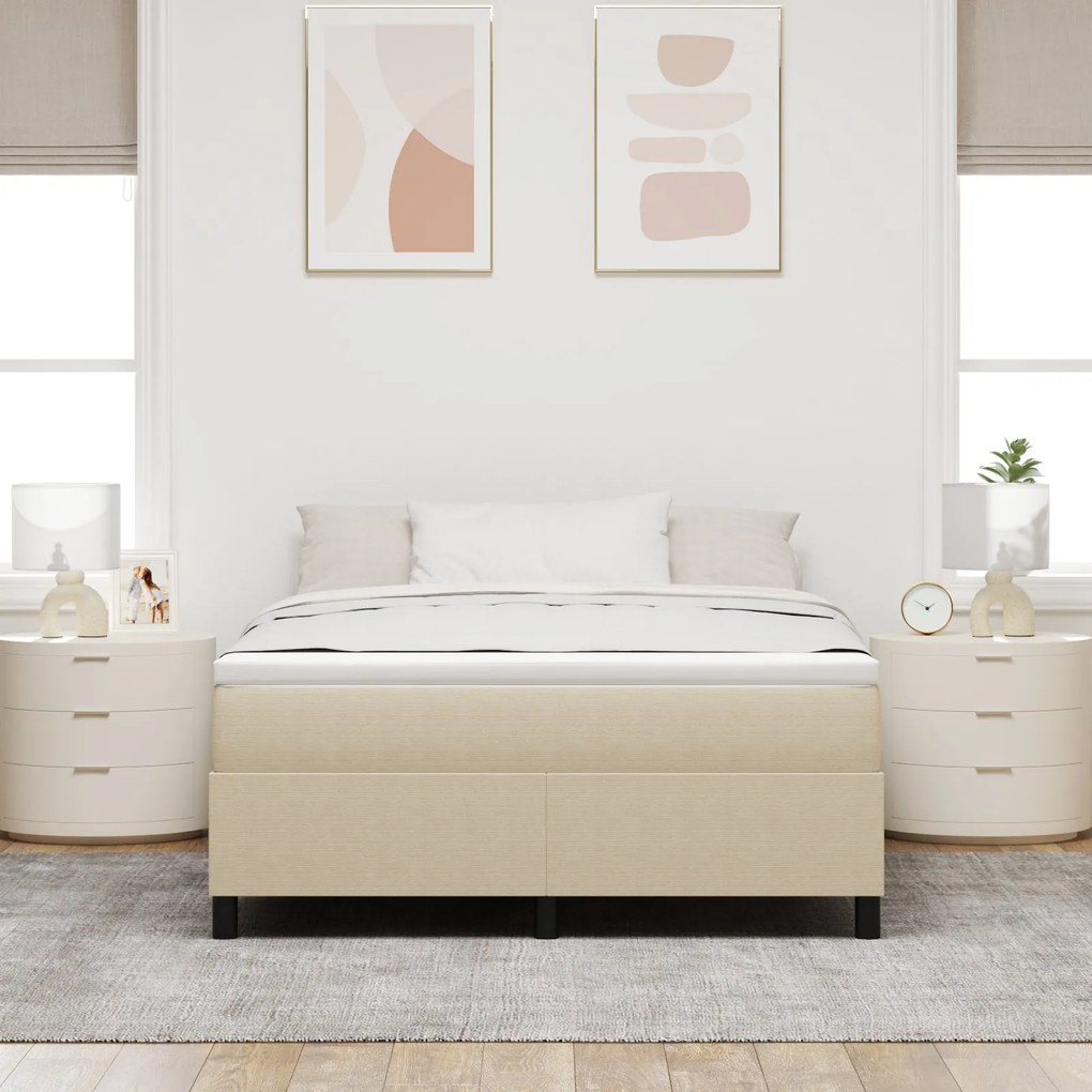 Cama Box Spring com Colchão Verde Claro Cinza 140x200 cm Tecido de Vel