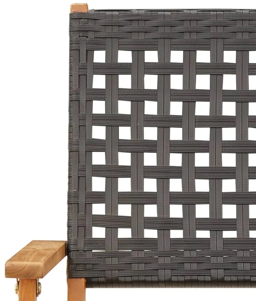 7 pcs conjunto de jantar p/ jardim vime PE/madeira maciça preto