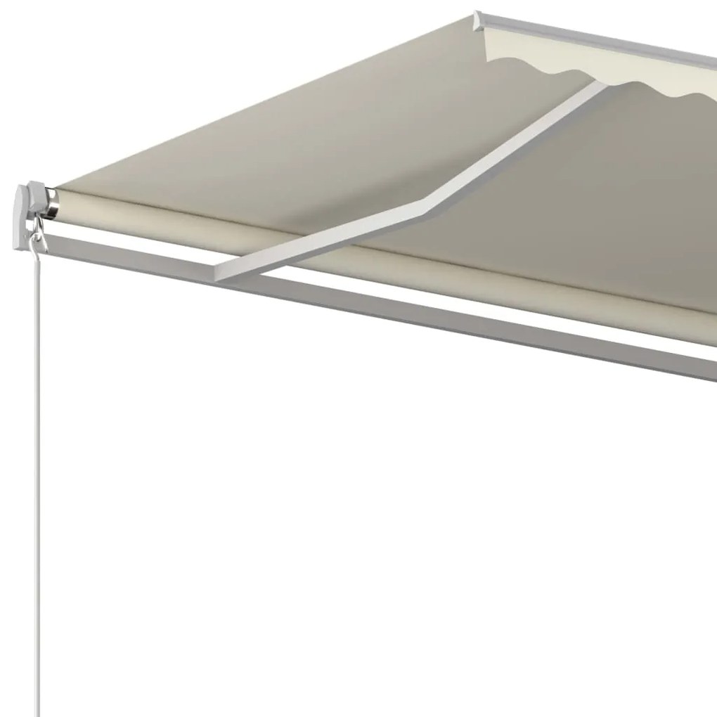 Toldo retrátil automático com postes 4,5x3,5 m cor creme