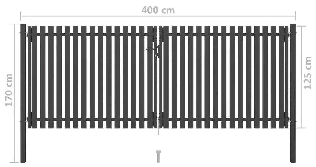 Portão de cerca para jardim 4x1,7 m aço antracite