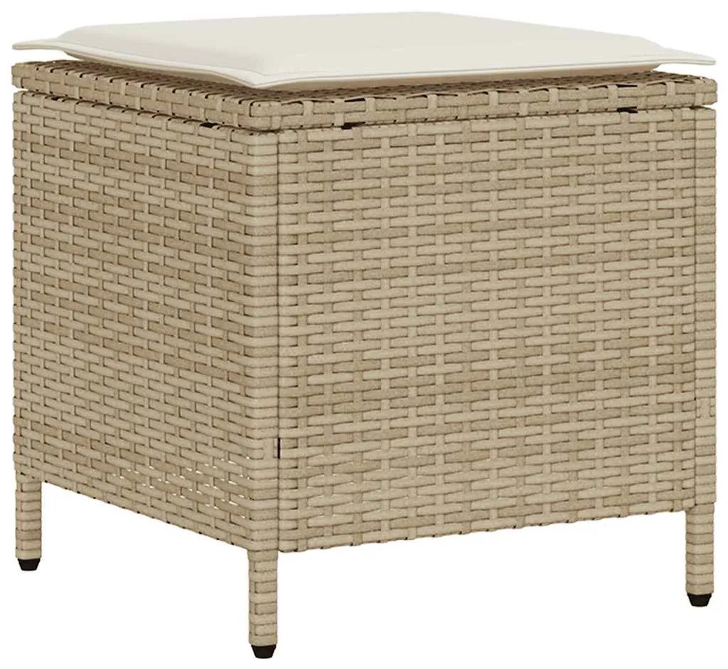 6 pcs conjunto de sofás p/ jardim com almofadões vime PE bege