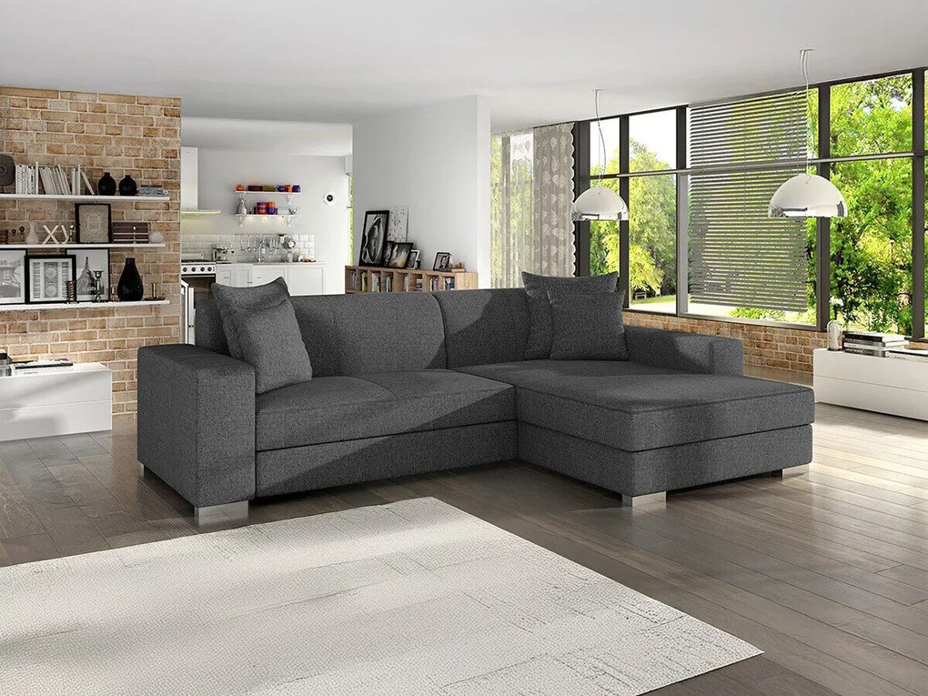 Sofá de canto Kingsport 106, Cama com arrumação, 262x178x75cm, 159 kg, Pernas: Plástico