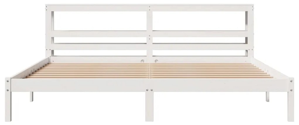 Cama sem colchão 200x200 cm madeira de pinho maciça branco