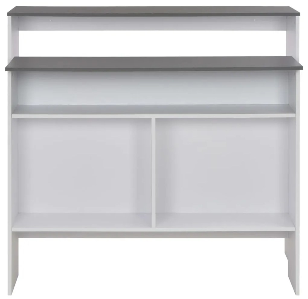 Mesa de bar com 2 tampos 130x40x120 cm branco e cinzento