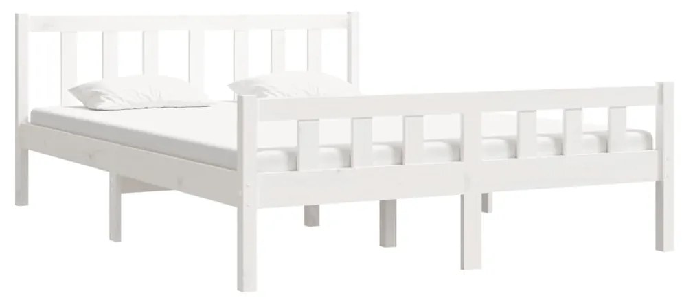 Estrutura de cama 140x190 cm madeira maciça branco