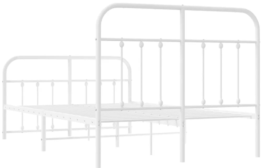 Estrutura de cama com cabeceira e pés 120x190 cm metal branco