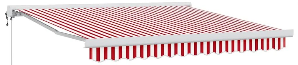 Toldo Retrátil Automático Listrado Vermelho e Branco 350x250 cm