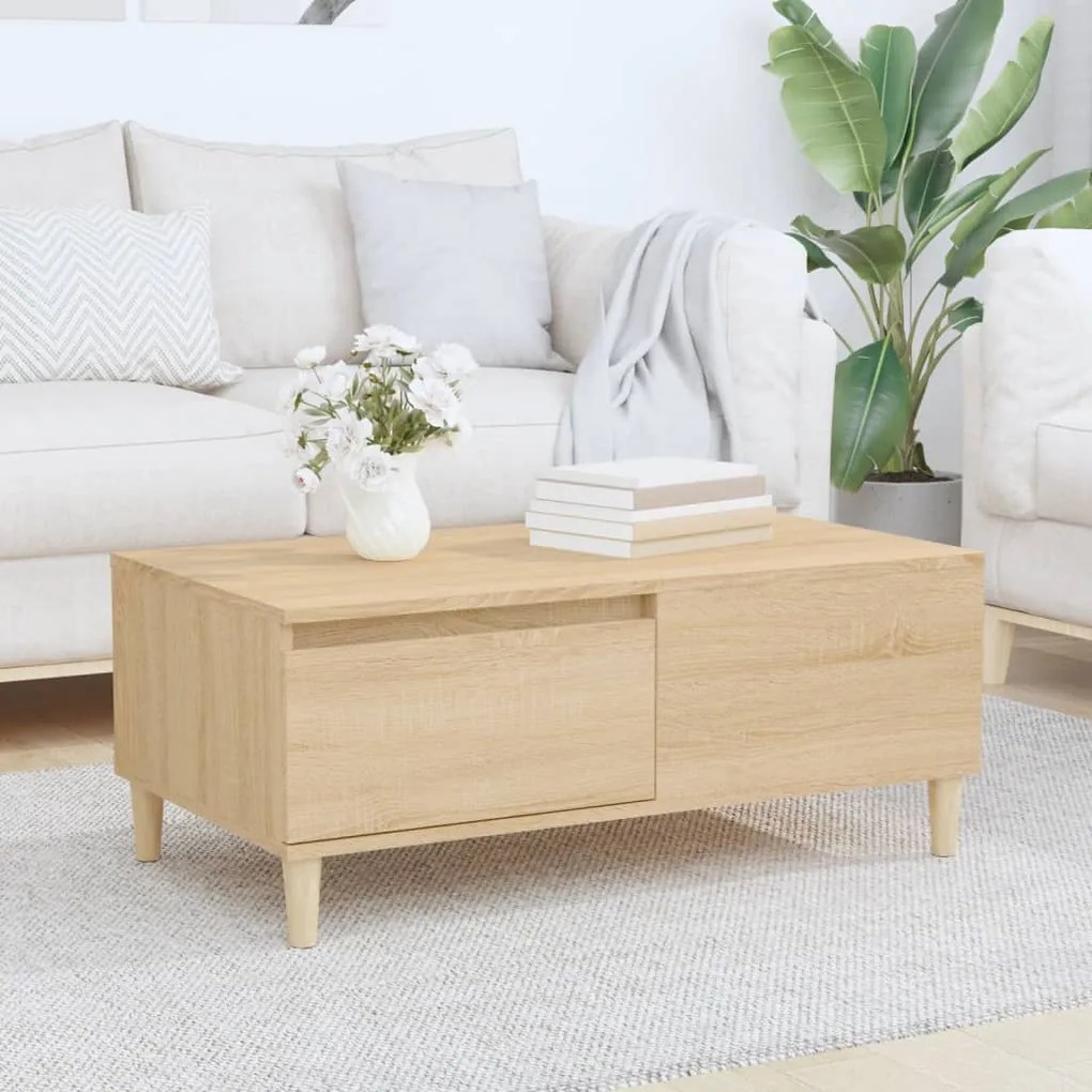 vidaXL Mesa de centro 90x50x36,5 cm derivados madeira carvalho sonoma