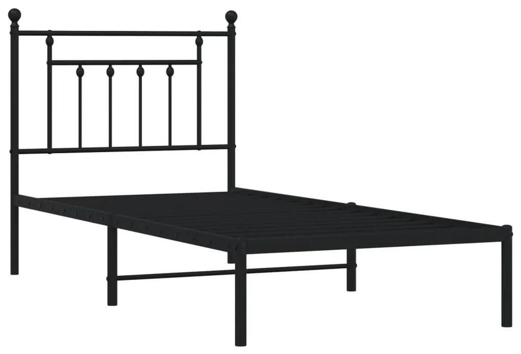 Estrutura de cama com cabeceira 80x200 cm metal preto