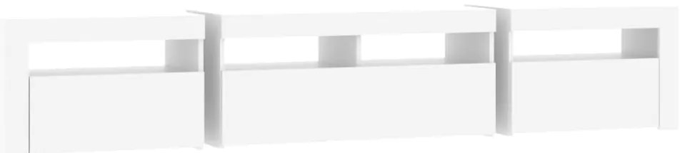Móvel de TV com luzes LED 210x35x40 cm branco