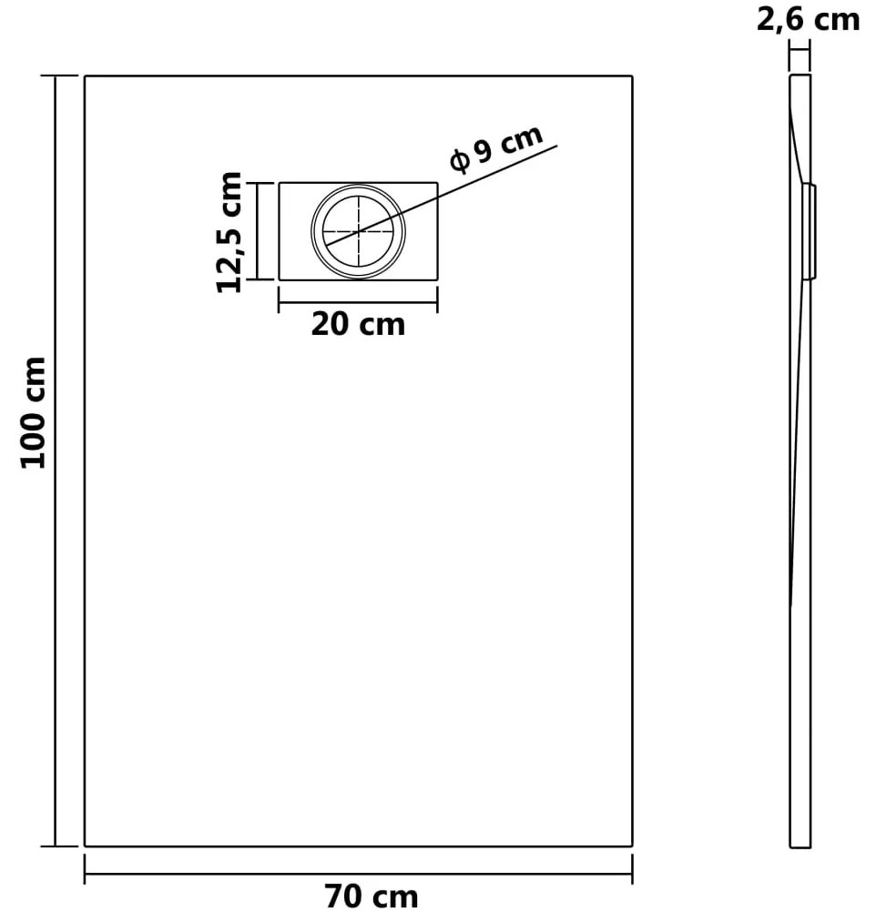 Base de chuveiro SMC 100x70 cm castanho
