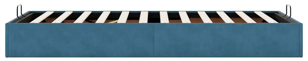 Ottoman Bed Frame No Colchão Azul Escuro 90x190 cm Veludo