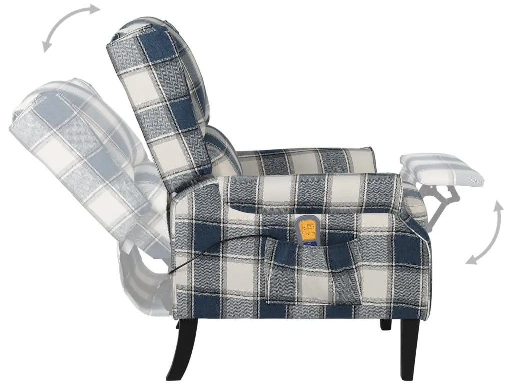 Poltrona de massagens reclinável tecido azul