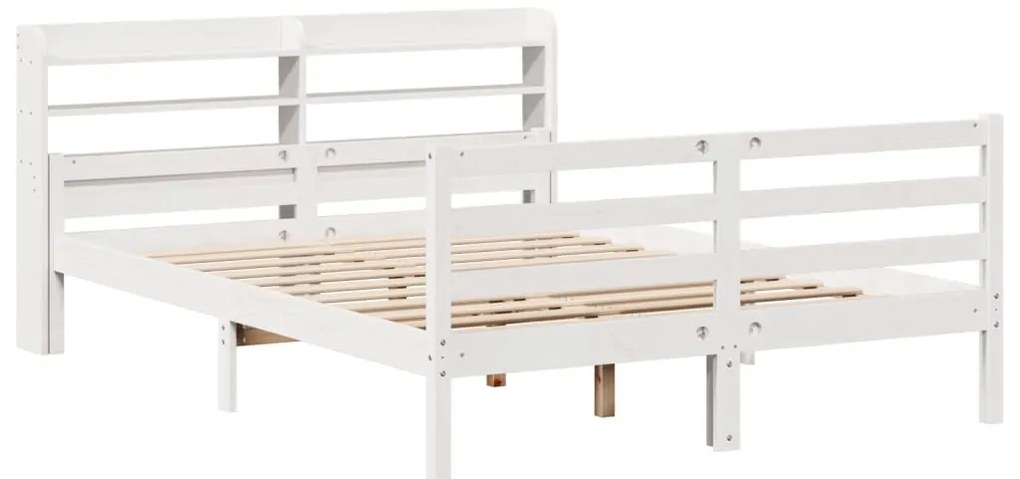 Estrutura cama c/ cabeceira 135x190 cm pinho maciço branco